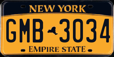 NY license plate GMB3034