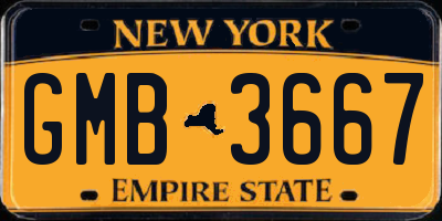 NY license plate GMB3667