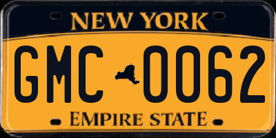 NY license plate GMC0062