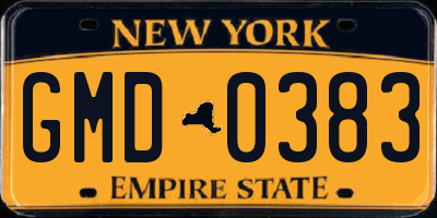 NY license plate GMD0383