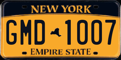 NY license plate GMD1007