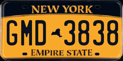 NY license plate GMD3838
