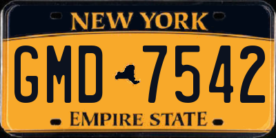 NY license plate GMD7542