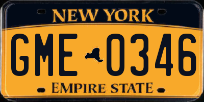 NY license plate GME0346