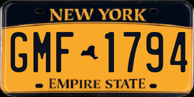 NY license plate GMF1794