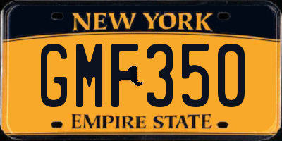 NY license plate GMF350