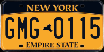 NY license plate GMG0115