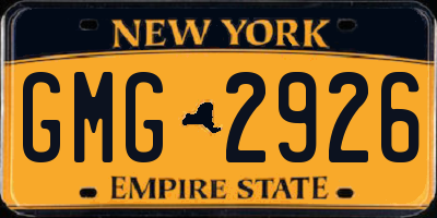 NY license plate GMG2926