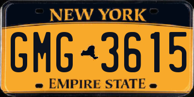 NY license plate GMG3615