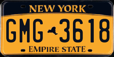 NY license plate GMG3618