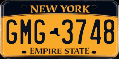 NY license plate GMG3748