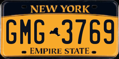 NY license plate GMG3769