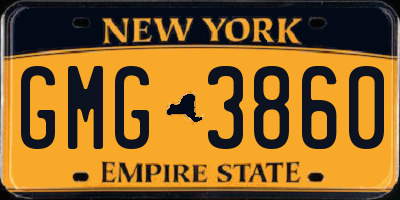NY license plate GMG3860