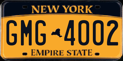 NY license plate GMG4002