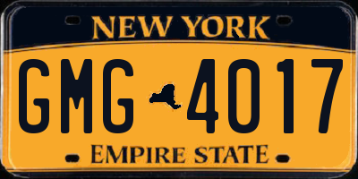 NY license plate GMG4017