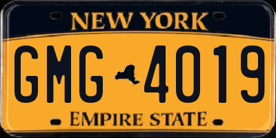 NY license plate GMG4019