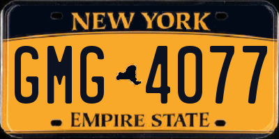 NY license plate GMG4077