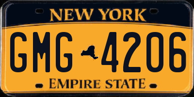 NY license plate GMG4206
