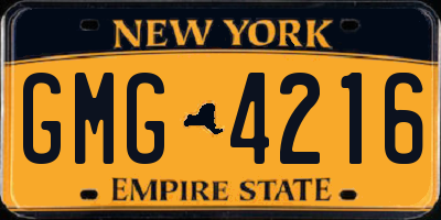 NY license plate GMG4216