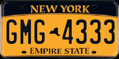 NY license plate GMG4333