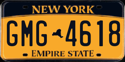 NY license plate GMG4618
