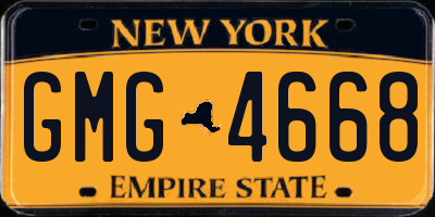 NY license plate GMG4668