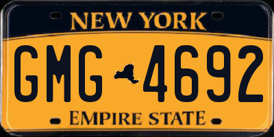 NY license plate GMG4692