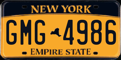 NY license plate GMG4986