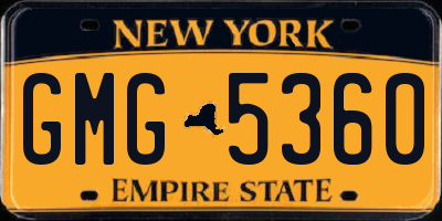 NY license plate GMG5360