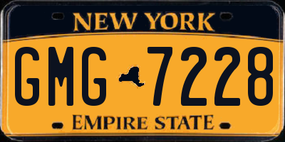 NY license plate GMG7228