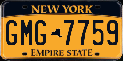 NY license plate GMG7759