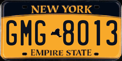NY license plate GMG8013