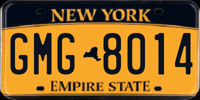 NY license plate GMG8014