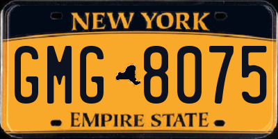 NY license plate GMG8075