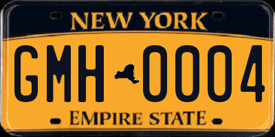 NY license plate GMH0004