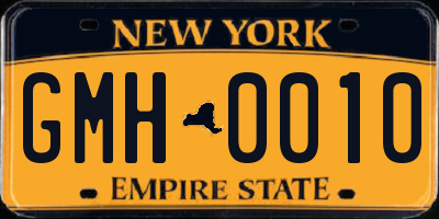 NY license plate GMH0010
