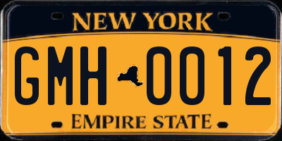 NY license plate GMH0012