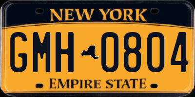 NY license plate GMH0804