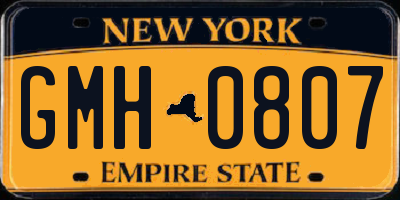 NY license plate GMH0807