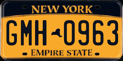NY license plate GMH0963