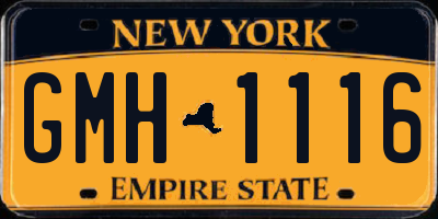 NY license plate GMH1116