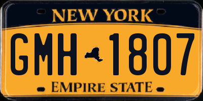 NY license plate GMH1807
