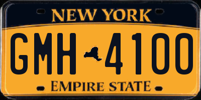 NY license plate GMH4100