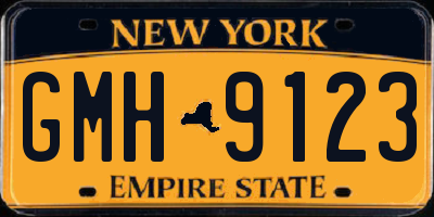 NY license plate GMH9123