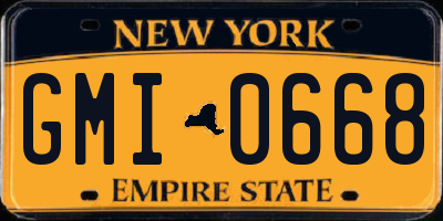 NY license plate GMI0668