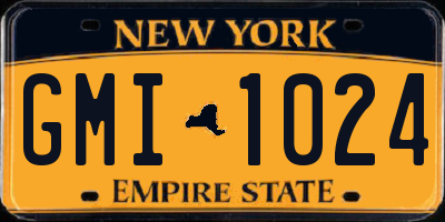 NY license plate GMI1024