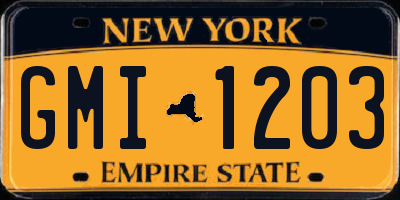 NY license plate GMI1203