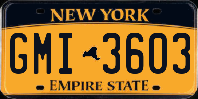 NY license plate GMI3603