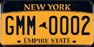 NY license plate GMM0002