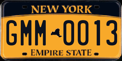 NY license plate GMM0013